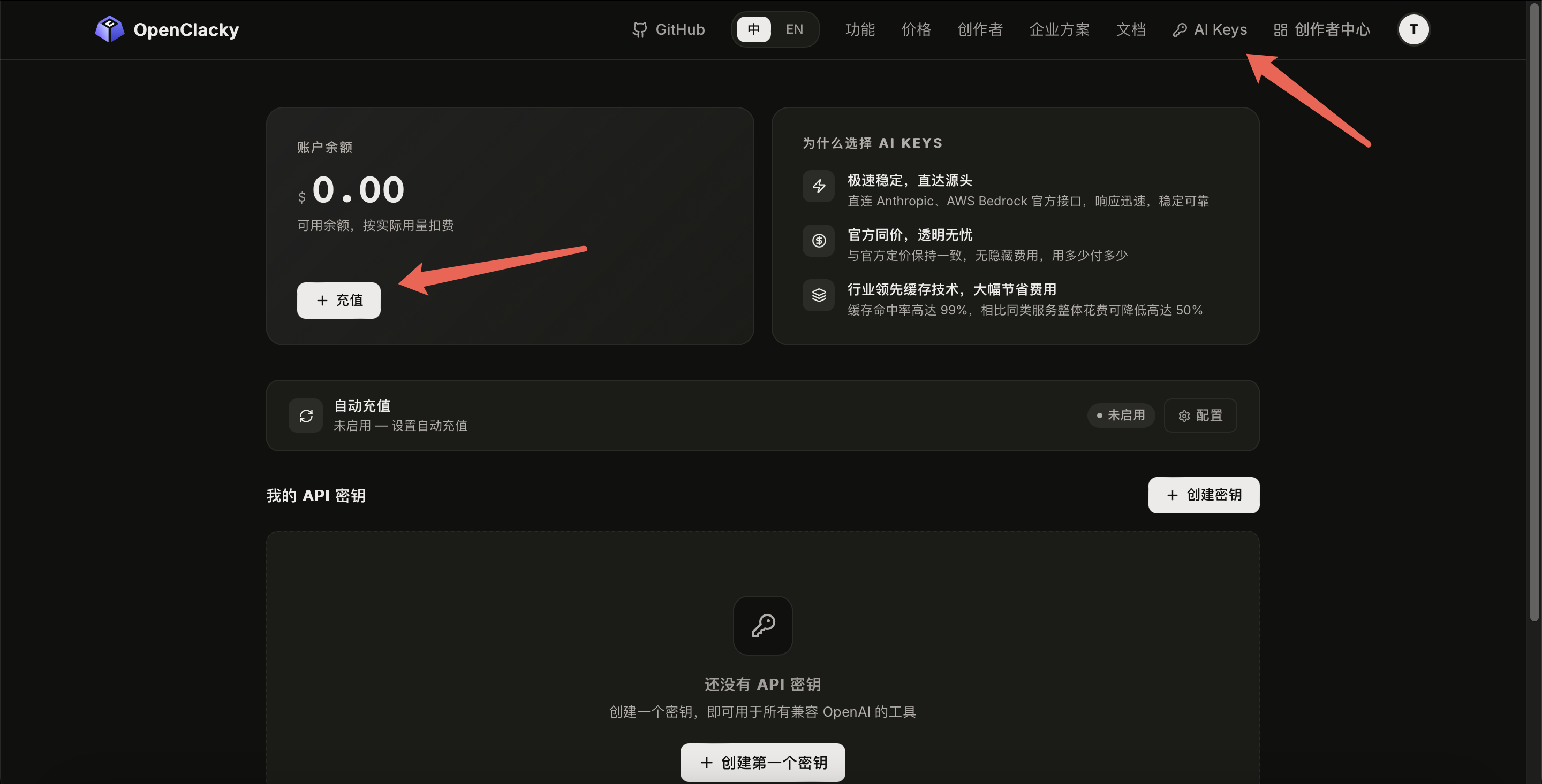 OpenClacky 充值页